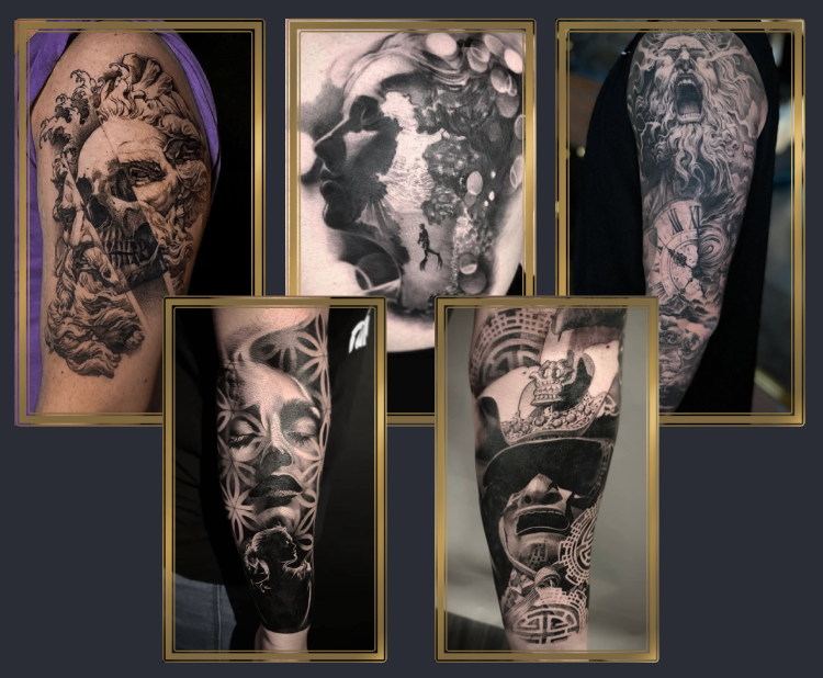 Exempel på olika tatueringar gjorda av Gabbe