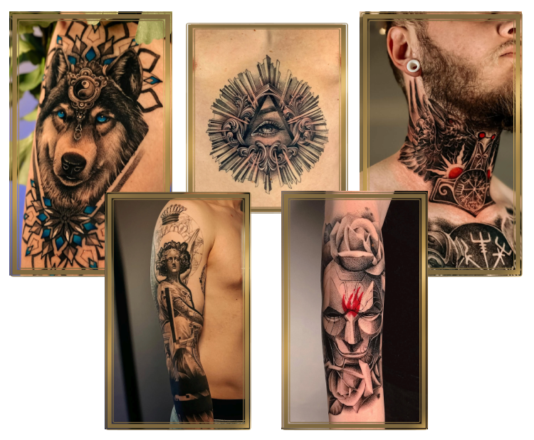 Exempel på olika tatueringar gjorda av Ivan