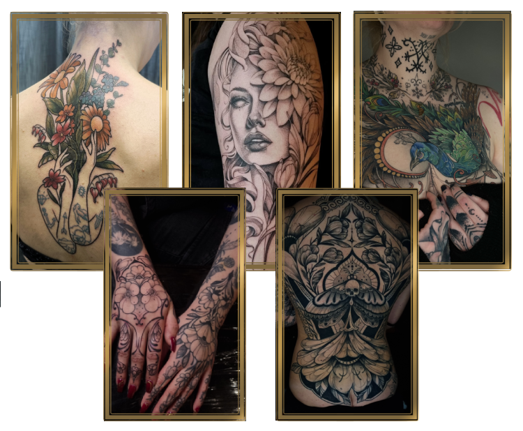 Exempel på olika tatueringar gjorda av Nellie